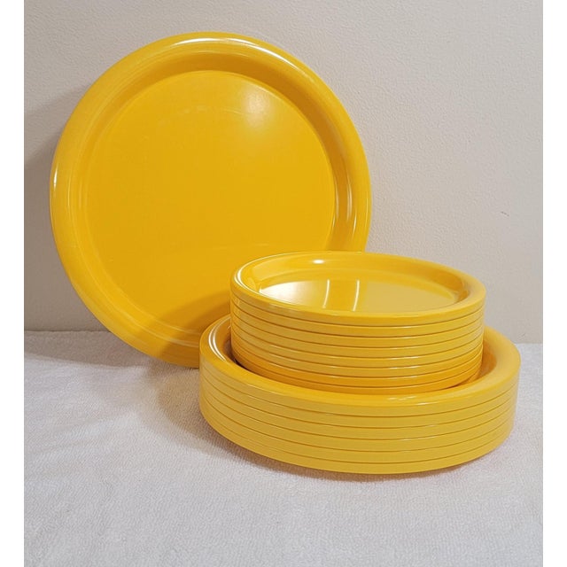 1970's Ingrid Ltd. Chicago Primary Yellow Melamine Dinner Ware - Set of 15 For Sale - Image 15 of 18