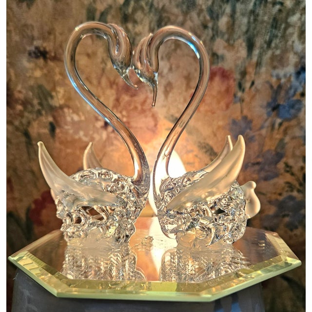 Mid 20th Century Hand Blow Glass Swan Lovers For Sale - Image 6 of 11