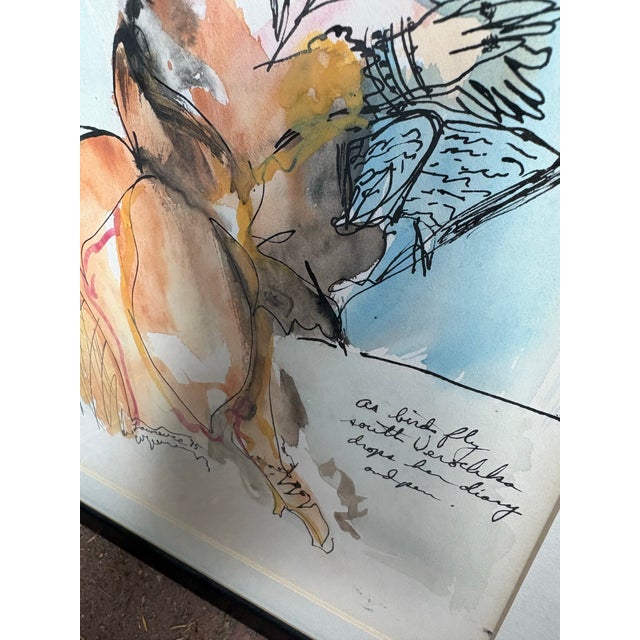 Black Collection of Three Signed Figurative Ink & Watercolor Works, 1973–1975 For Sale - Image 8 of 9
