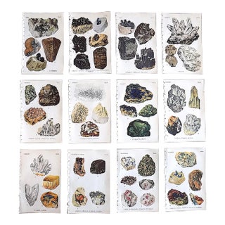 Authentic Antique 1916 Mineral Lithographs - Set of 12 For Sale