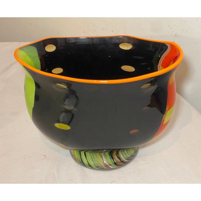 Large Blown Harry Stuart RPM Studio Centerpiece Bowl Art Glass Sculpture Vase For Sale - Image 12 of 14