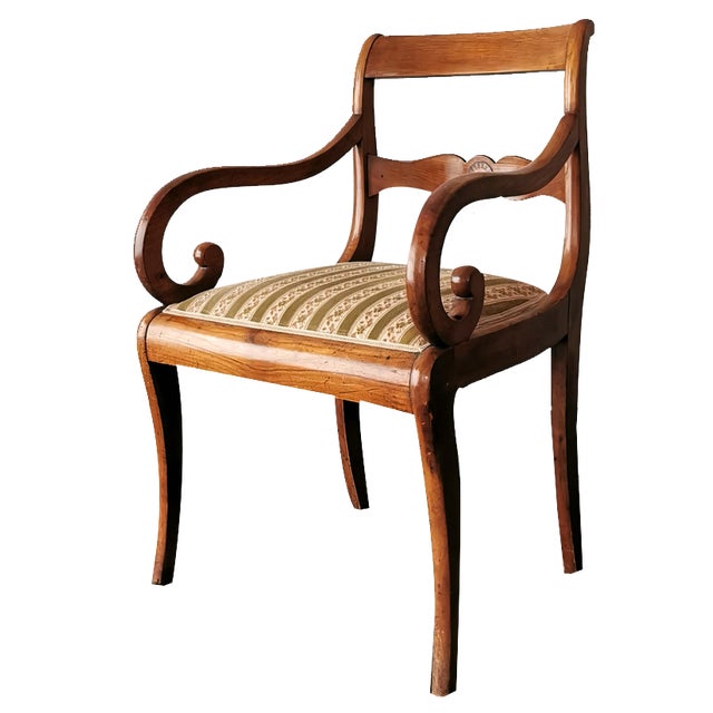 Biedermeier Armchair in Oak and Cherry, 1830s For Sale