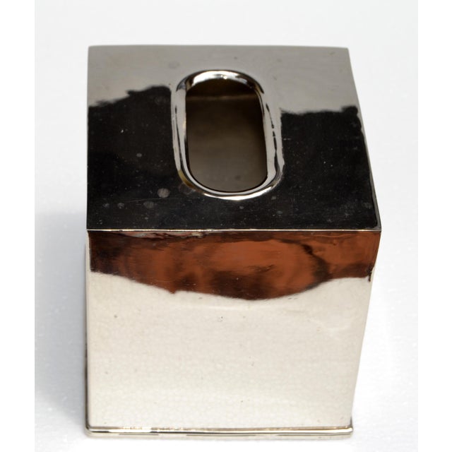 Silver 1970s Bohemian Handmade Polished Stainless Steel Over Brass Tissue Box Cover India For Sale - Image 8 of 14