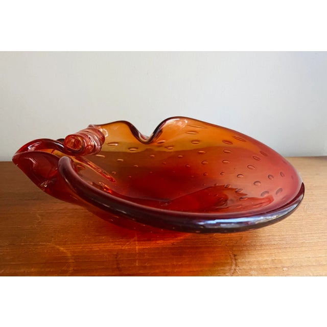 Burnt Orange Murano Glass Ashtray Trinket Bowl For Sale - Image 8 of 10