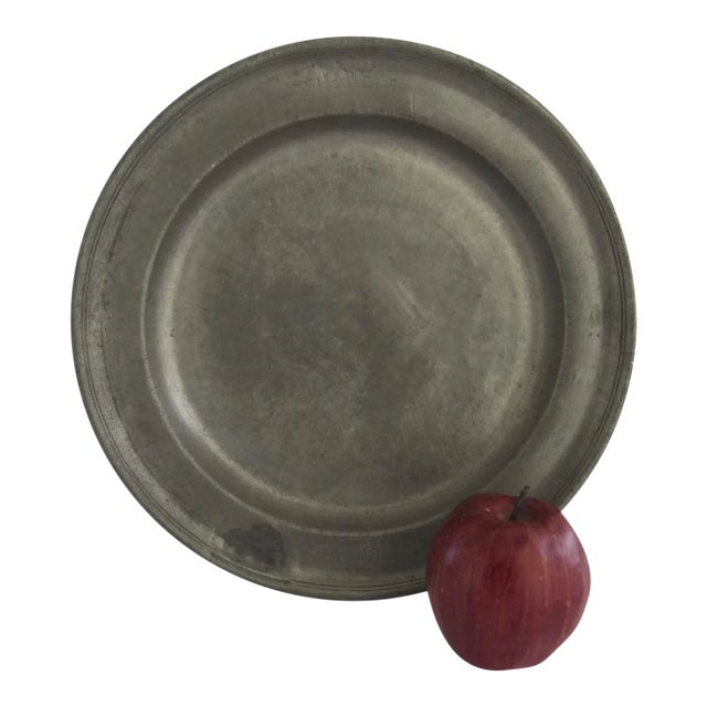18th Century Pewter Charger Plate 12.25" Diameter Initials Touch Marks For Sale