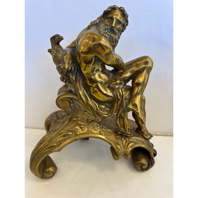 Antique Bronze Figural Andirons -a Pair For Sale - Image 16 of 16