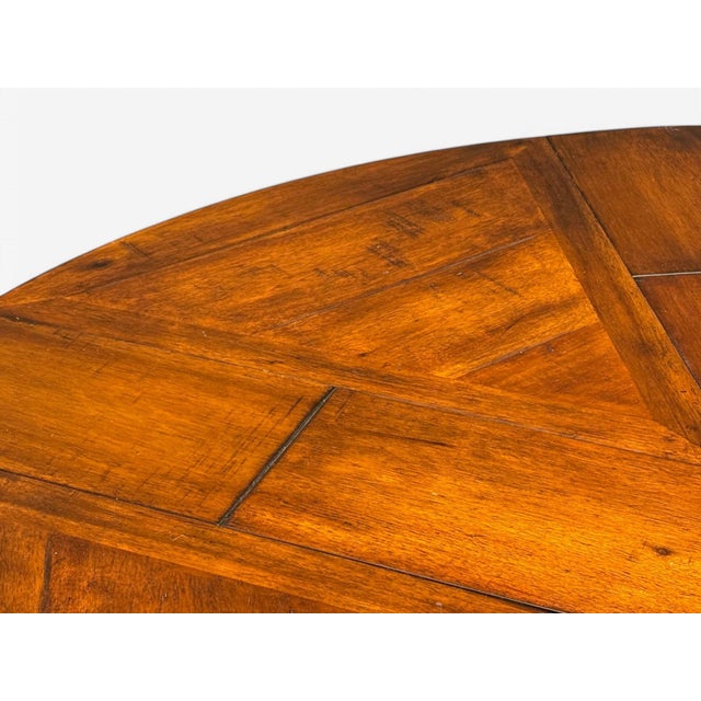 1970s Farmhouse Style, Walnut, Jupe Round Dining Table, Usa, 20th C. For Sale - Image 5 of 12