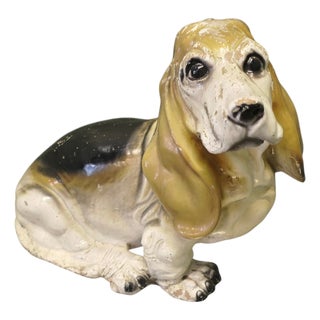 Hand-Painted Ceramic Basset Hound Figure from King, 1940 For Sale