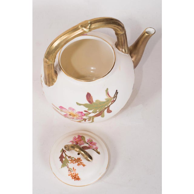 Victorian Antique Royal Worcester Bush Ivory Tea Pot For Sale - Image 3 of 5