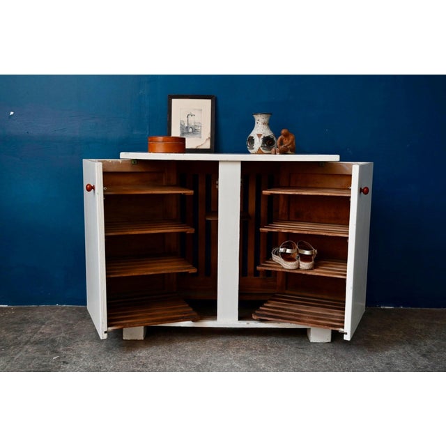 1930s Art Deco Retro Cabinet with Painted Wooden Shelves, 1940s For Sale - Image 5 of 18