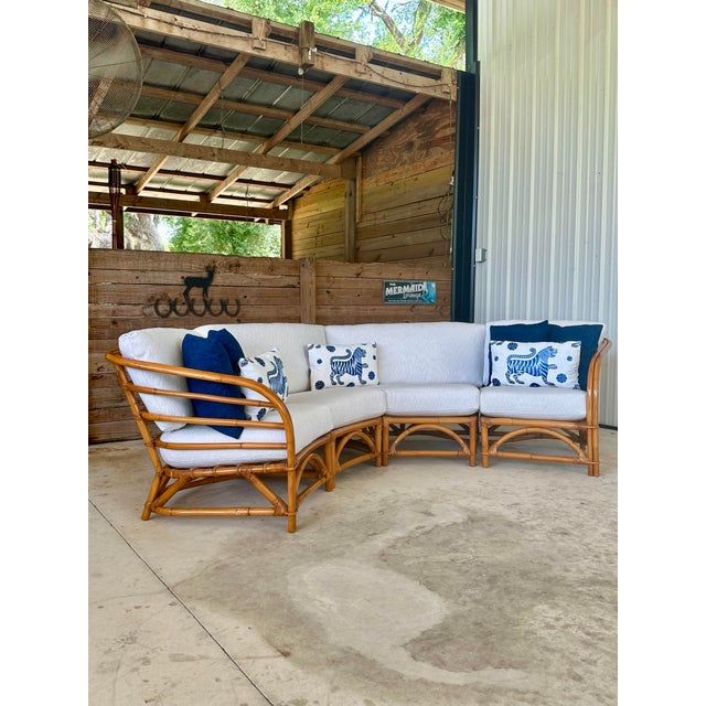 Restored Mid-Century Curved Rattan Modular Sectional Sofa For Sale - Image 12 of 12