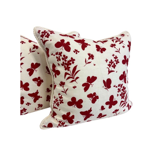 Pair of Tillett Textiles Butterfly Print Pillows. For Sale - Image 4 of 5