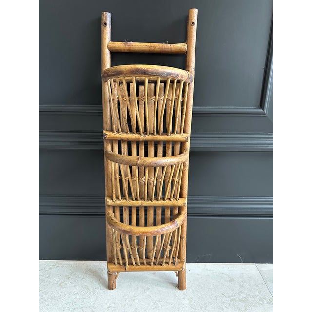 Vintage 23.5” French Mid-Century Rattan Hanging Wall Storage Piece For Sale - Image 15 of 16