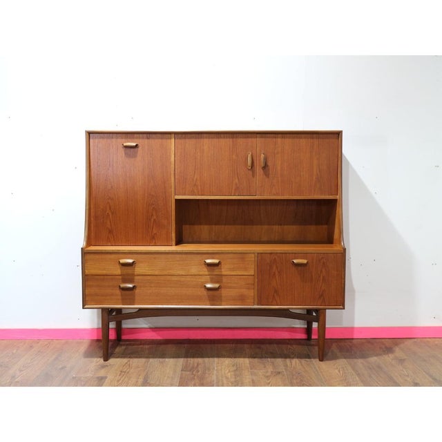 1960s Mid Century Modern Vintage Teak Tall Credenza Buffet Sideboard in the Style of G Plan Danish Style For Sale - Image 12 of 13
