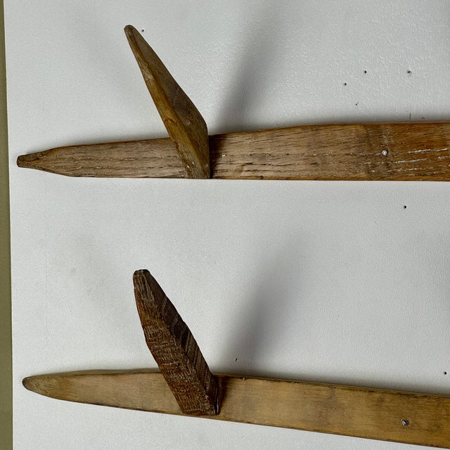 Brown Unusual Vintage Set of 3 Wall Mounted Rustic Racks With Spike Hooks in Blond Wood For Sale - Image 8 of 11