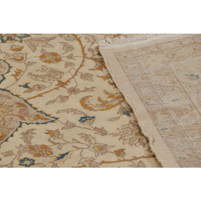 Beige Antique Tabriz Rug in Beige-Brown With Floral Patterns | Rug & Kilim For Sale - Image 8 of 9