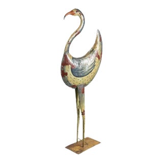 Contemporary Hand Painted Metal Bird For Sale