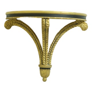 1990s Regency Style Black & Gold Gilt Wall Shelf For Sale
