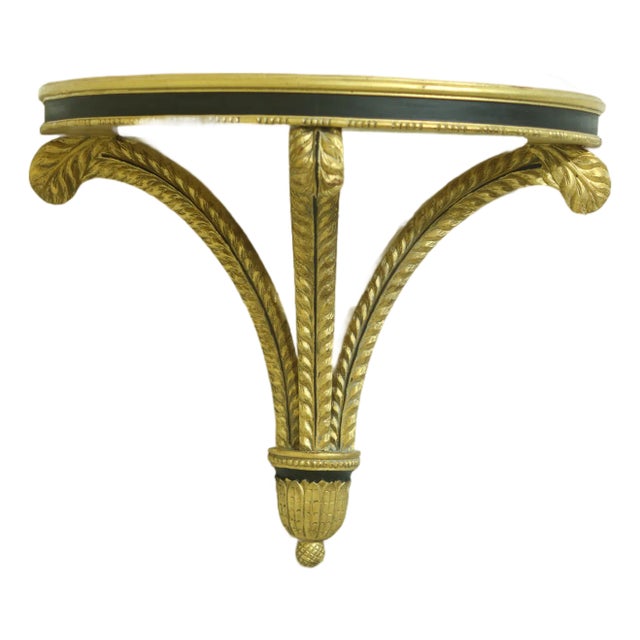 1990s Regency Style Black & Gold Gilt Wall Shelf For Sale