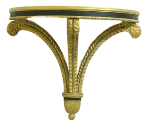 1990s Regency Style Black & Gold Gilt Wall Shelf