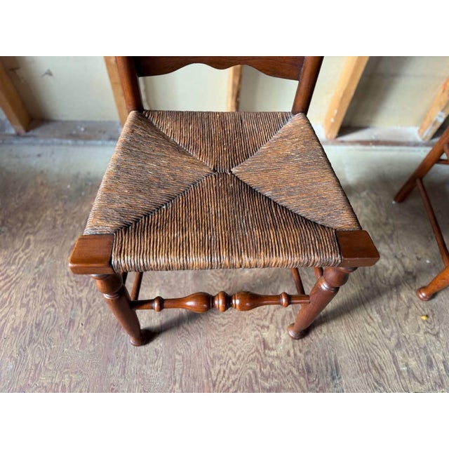Late 20th Century Henkel Harris Early American Rustic Style High Ladder Back Dining Chairs. Set of 6 For Sale - Image 5 of 18