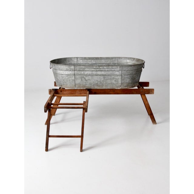 Antique Laundry Stand With Galvanized Tub For Sale - Image 12 of 12