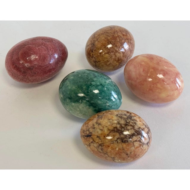 Figurative Vintage Polished Natural Stone Eggs, Set of 5 For Sale - Image 3 of 9
