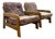 Vintage Armchairs in Wooden Frame, 1970s, Set of 2 For Sale