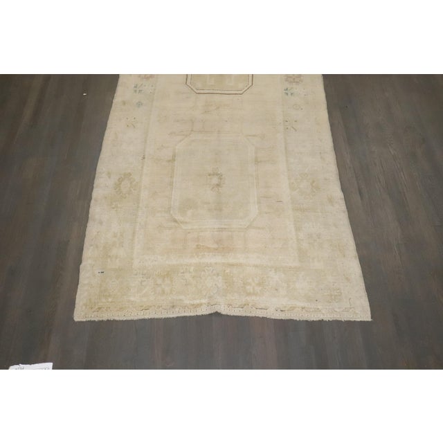 Folk Art Vintage Zabihi Collection Pale Turkish Oushak Wide Runner - 4'8" x 12'4" For Sale - Image 3 of 12