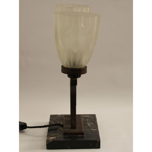 Art Deco Marble and Wrought Iron Table Lamp, 1920s For Sale - Image 6 of 14