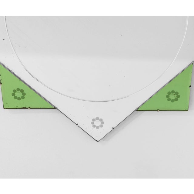 Art Deco English Green Eight Pointed Wall Mirror, 1930s For Sale - Image 9 of 11