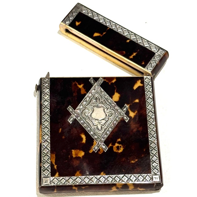 Stunning English Regency Sterling Silver & Tortoiseshell Card Case, Circa 1815 For Sale - Image 16 of 18