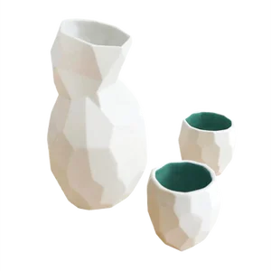 Green Poligon Sake Set from Studio Lorier, Set of 3