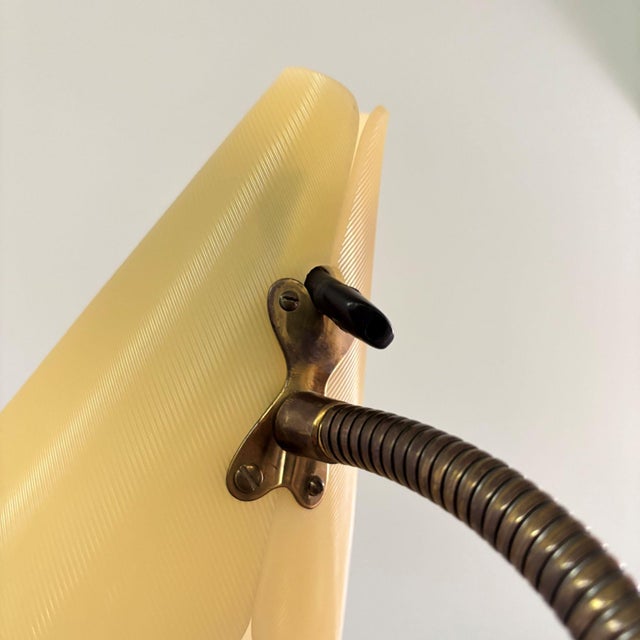 Black Mid-Century Floor Lamp in Black Metal and Brass with Yellow Shade, Sweden, 1950s For Sale - Image 8 of 11