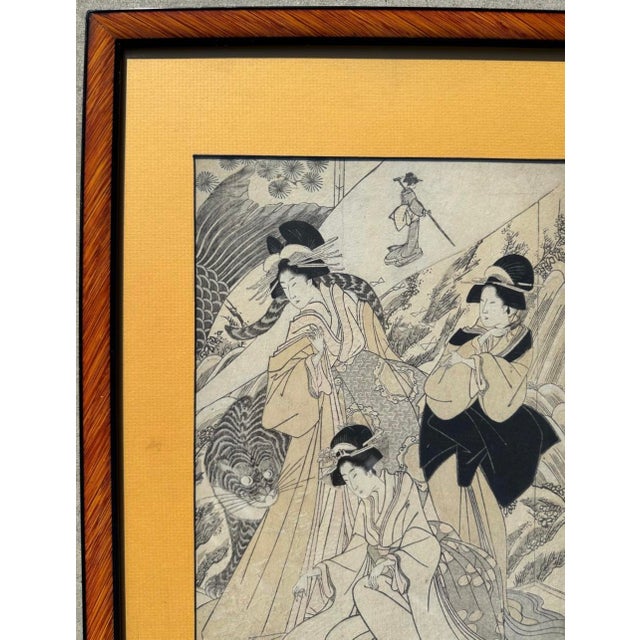 Early 19th Century Right Panel of Utagawa Kuninaga’s Woodblock Print Triptych For Sale In San Diego - Image 6 of 18