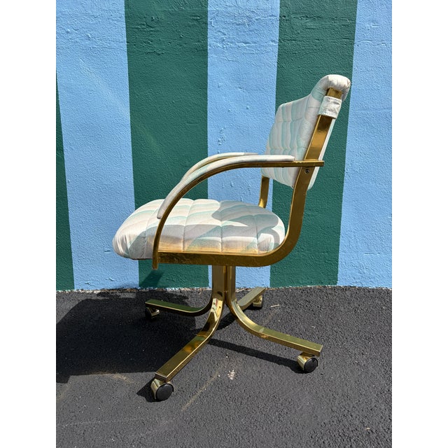 A Pair of Early 1990s Post Modern Brass Rolling Dining Chairs by Cal-Style Furniture. For Sale - Image 18 of 18
