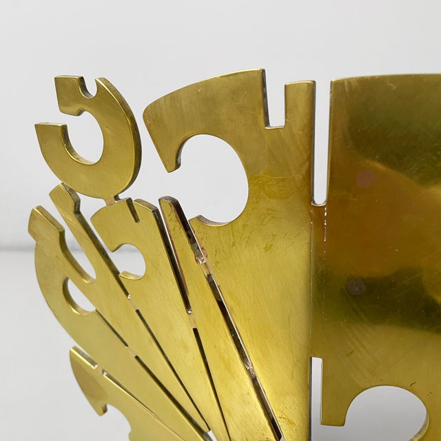 Edmondo Cirillo, Italian Brutalist Style Sculpture, 1979, Gilt Metal on Plastic Base For Sale - Image 9 of 13