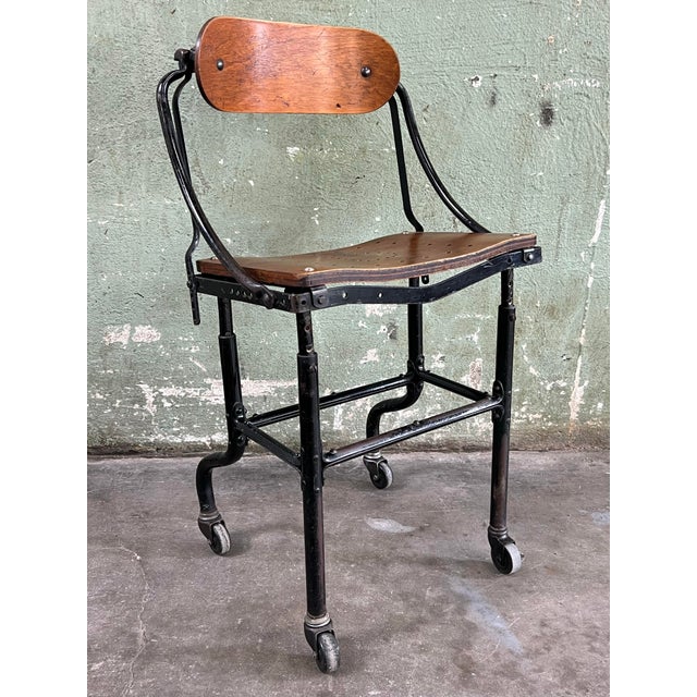 Very excited about this rare early DoMore industrial work chair circa early 1920s. It features a steel frame in its...