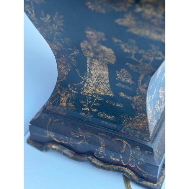 Mid 20th Century Mid 20th Century Chinoiserie Styled Black and Gold Accent Table Lamp For Sale - Image 5 of 8