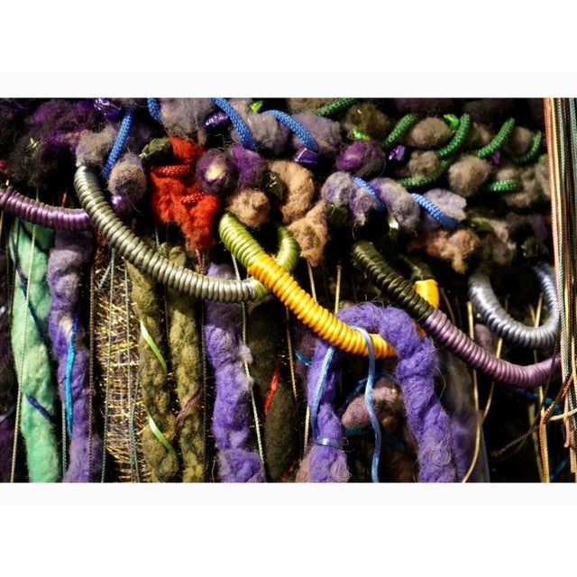 Mid 20th Century Marlen Richard, Large Handmade Tapestry Textile Wall Hanging Wool Mixed Media Marlene Richard For Sale In Miami - Image 6 of 18