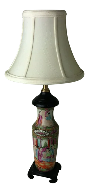 Antique 19th Century Chinese Rose Canton Vase Lamp