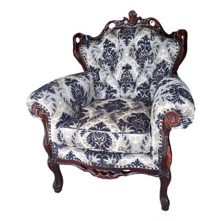 Vintage Hand Carved Italian Deconstructed Upholstered Armchair For Sale