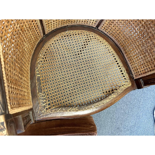 Early 20th Century French Cane and Carved Wood Occasional Chair For Sale - Image 12 of 13