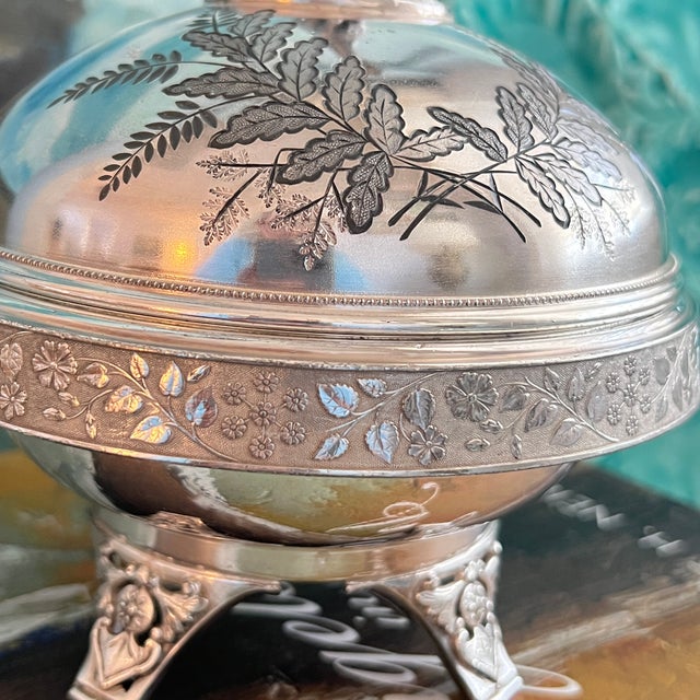 Antique Victorian Quadruple Silverplate Butter Cooler With Cow Finial For Sale - Image 4 of 12