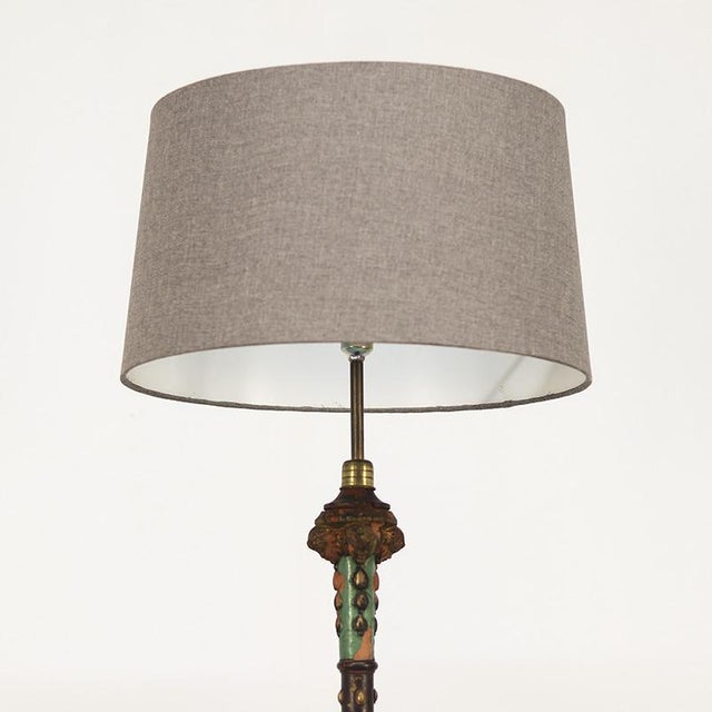 English Floor Lamp with Weathered Paint For Sale - Image 5 of 9