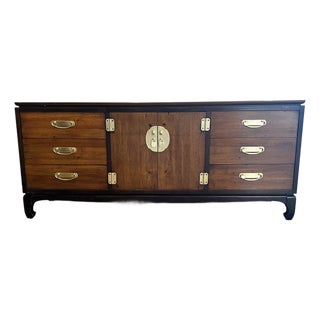 Vintage Mid-Century Modern Chin Hua Style Credenza Sideboard Cabinet Long Dresser by Lane Furniture For Sale