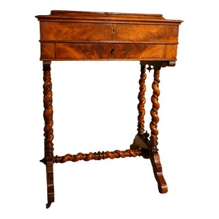 Antique Wooden Sewing Table with Drawer For Sale