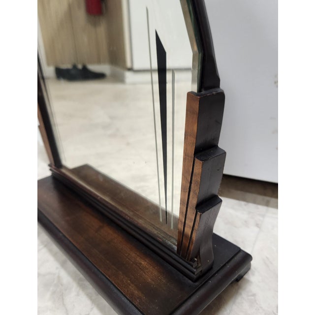 Art Deco Art Deco Skyscraper Wood Tabletop Vanity Mirror C1930 For Sale - Image 3 of 10