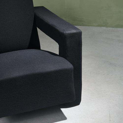 Metal Early Utrecht Chair in Black Upholstery by Gerrit Thomas Rietveld for Metz & Co., 1936 For Sale - Image 7 of 13