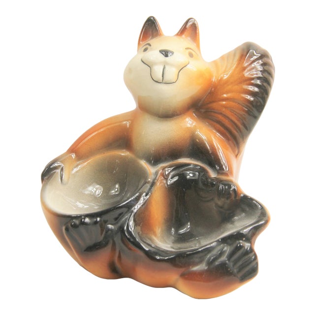 1957 Kitschy California Pottery Fine Enterprises Squirrel Keep All Desk Caddy For Sale